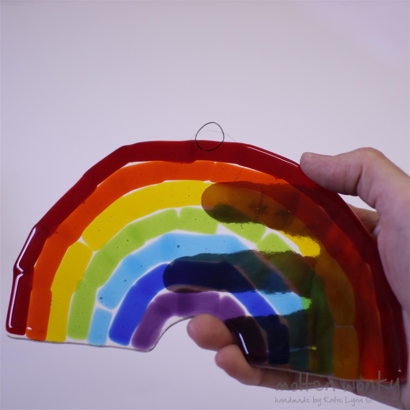Handmade Fused Glass Rainbow Handmade By Molten Wonky