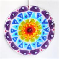 handmade fused glass rainbow mandala 