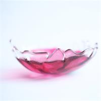 Fun Fraggley Pink fused glass bowl by molten wonky 