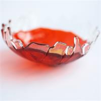 fun orange fraggley fused glass bowl 