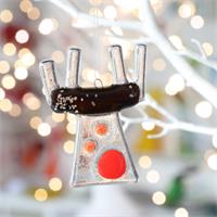 fused glass hanging Rudolf reindeer hanging decoration 