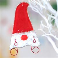 handmade fused glass red gonk decoration