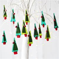 box set of 13 fused glass tiny tree christmas decorations