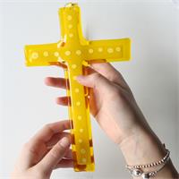 fused glass yellow crucifix cross