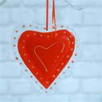 Big orange fused glass love heart 