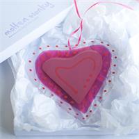 Big pink fused glass love heart 