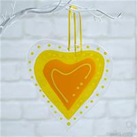 yellow fused glass big heart 