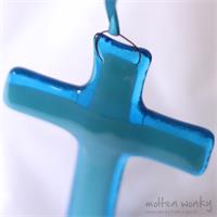 turquoise cross made in fused glass