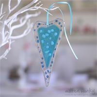 turquoise fused glass love heart