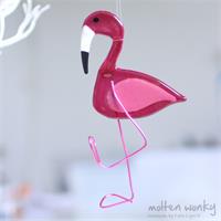 fused glass pink flamingo