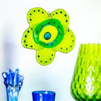 fused glass green flower bloom