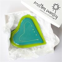 fused glass love heart coaster