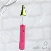 pink fused glass candle