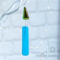 fused glass turquoise candle