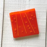 jazzy fused glass orange coaster