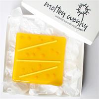 yellow jazzy fused glass square coaster 