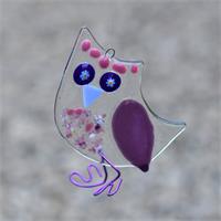 Fused glass Owl hanging decoration handmade by molten wonky