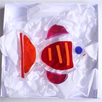 pink and red fused glass fish 