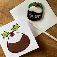 sketch pudding Christmas greeting card