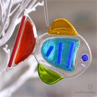 rainbow fish fused glass decoration 