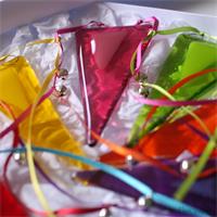 rainbow fused glass bunting with jiggle bells 