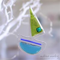 fused glass sail boat