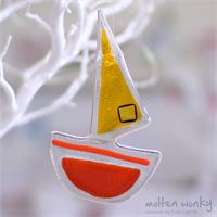 fused glass sail boat