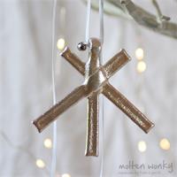 Silver dichroic glass star hanging decoration handmade by molten wonky