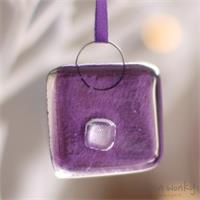 Square handmade fused glass nugget decoration 