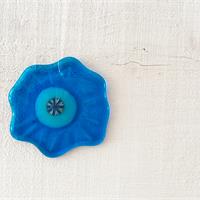 turquoise blue mini fused glass flower