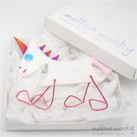 Bright white glass unicorn decoration with dichroic glass mane and horn