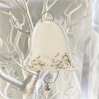 fused glass white bell wedding favour