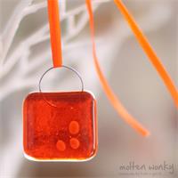 orange fused glass nugget 