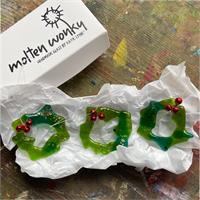 christmas wreath fused glass Christmas decorations