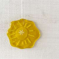 fused glass yellow mini bloom flower 