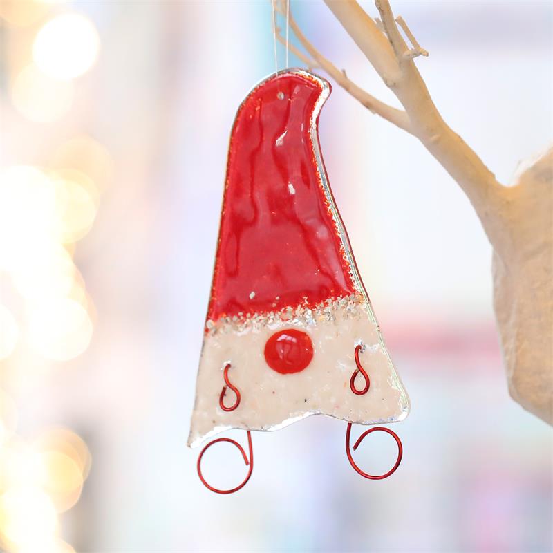handmade fused glass red gonk decoration