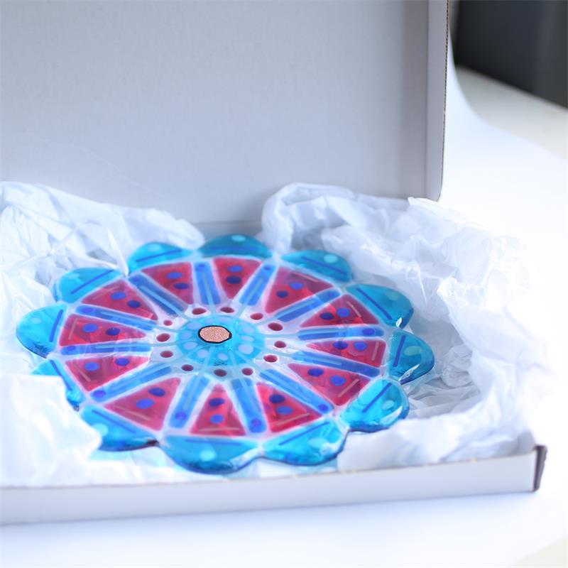 handmade fused glass mandala 