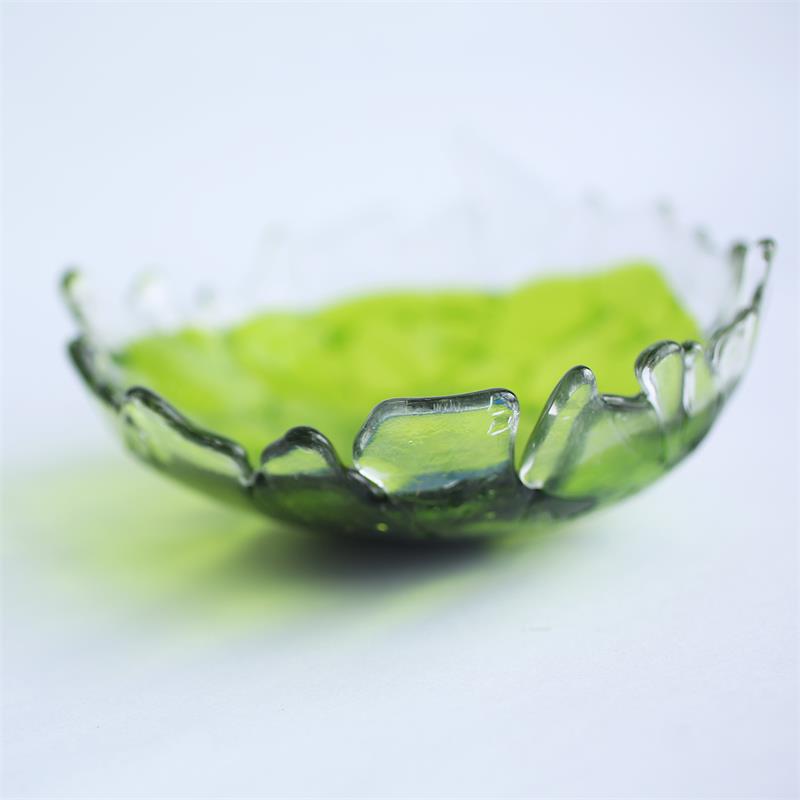 Fun lime green fused glass fraggley bowl 