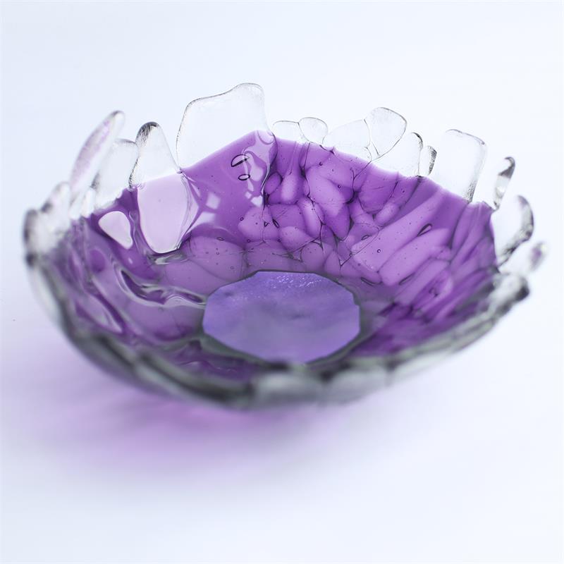 Fun purple fused glass fraggley bowl 