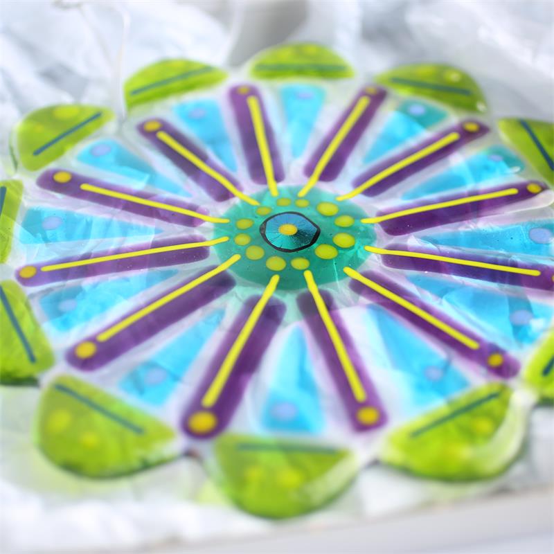 handmade fused glass mandala 