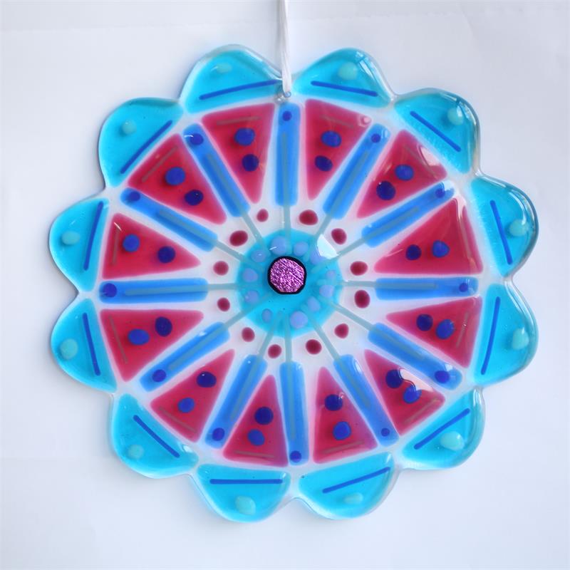 handmade fused glass mandala 