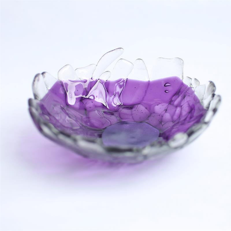 Fun purple fused glass fraggley bowl 