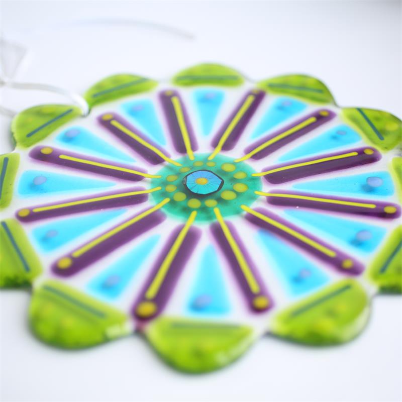 handmade fused glass mandala 