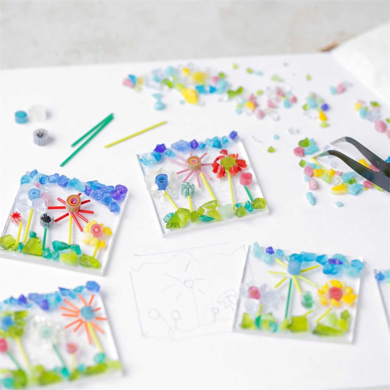 small square decoration bunting fused glass kit