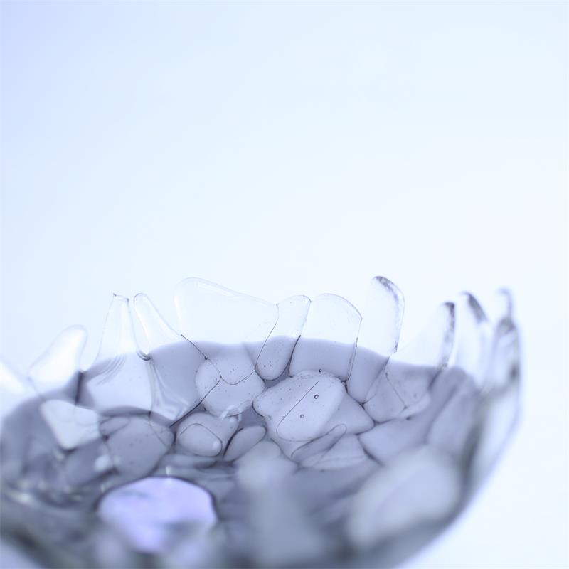 Fun fraggley grey fused glass bowl 