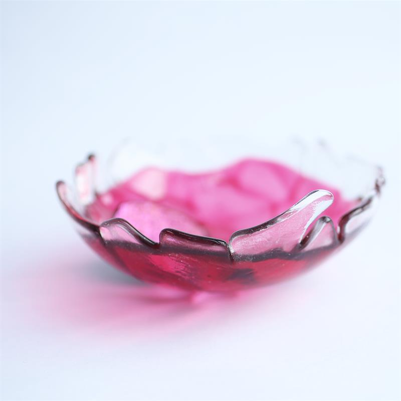 Fun Fraggley Pink fused glass bowl by molten wonky 