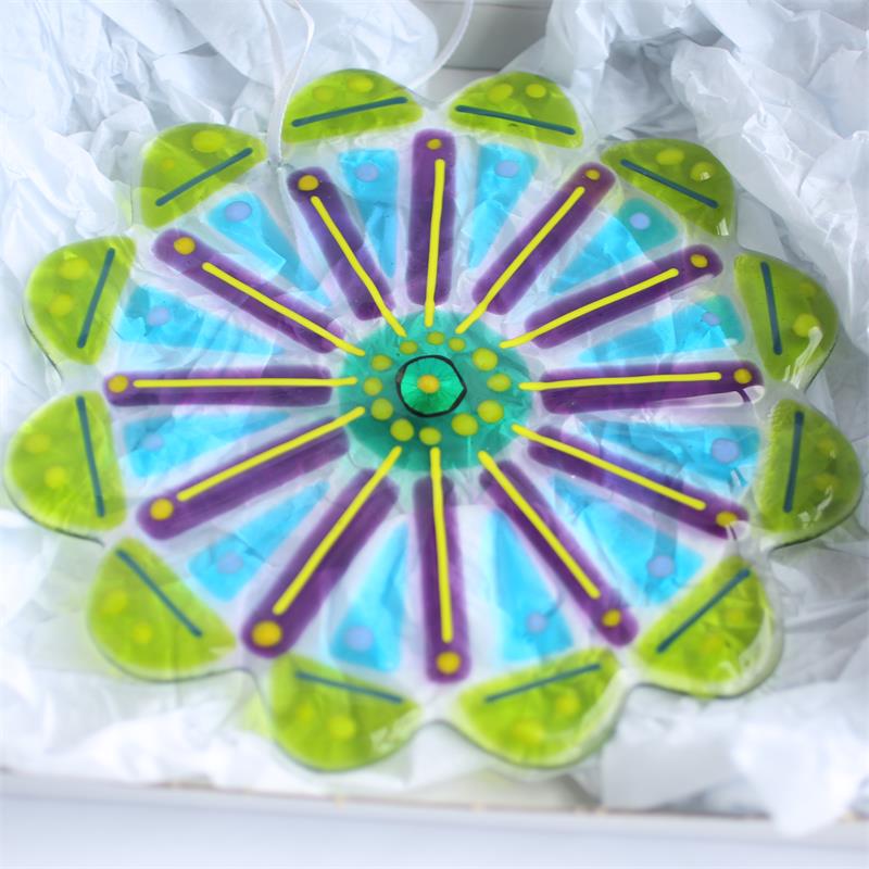 handmade fused glass mandala 