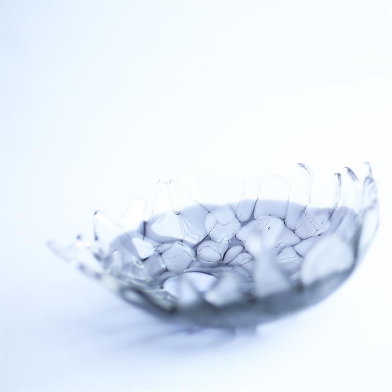 Fun fraggley grey fused glass bowl 