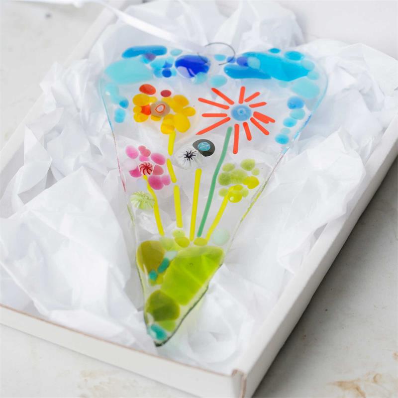 long heart flower garden make at home glass fusing kit 