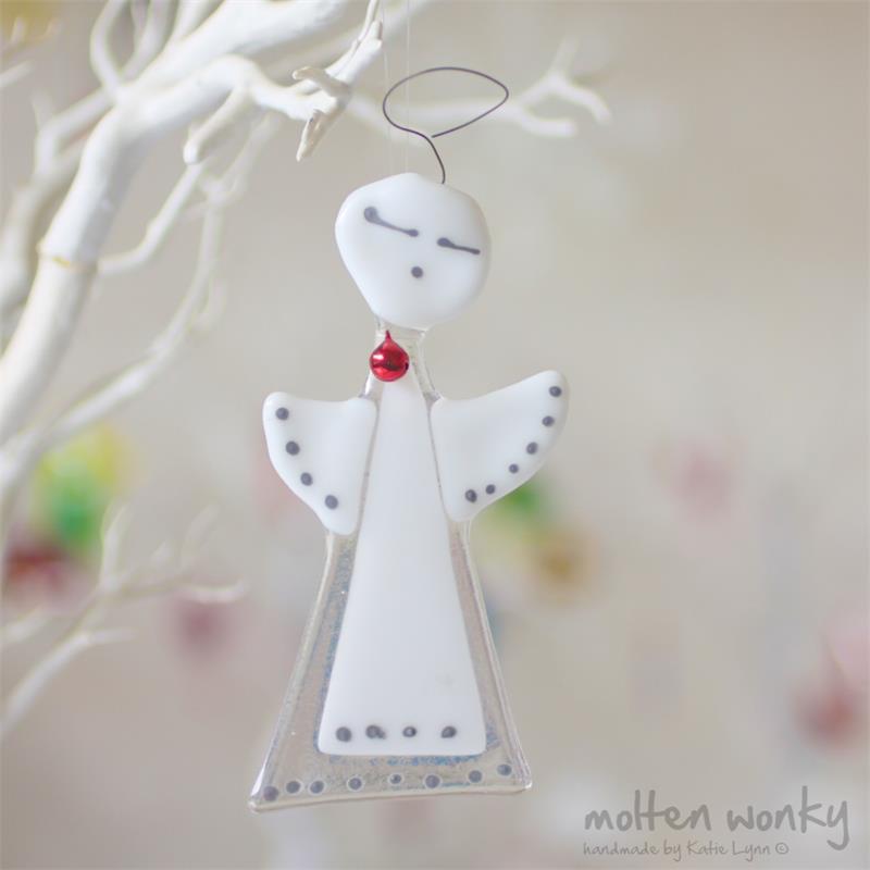 Handmade fused glass angel
